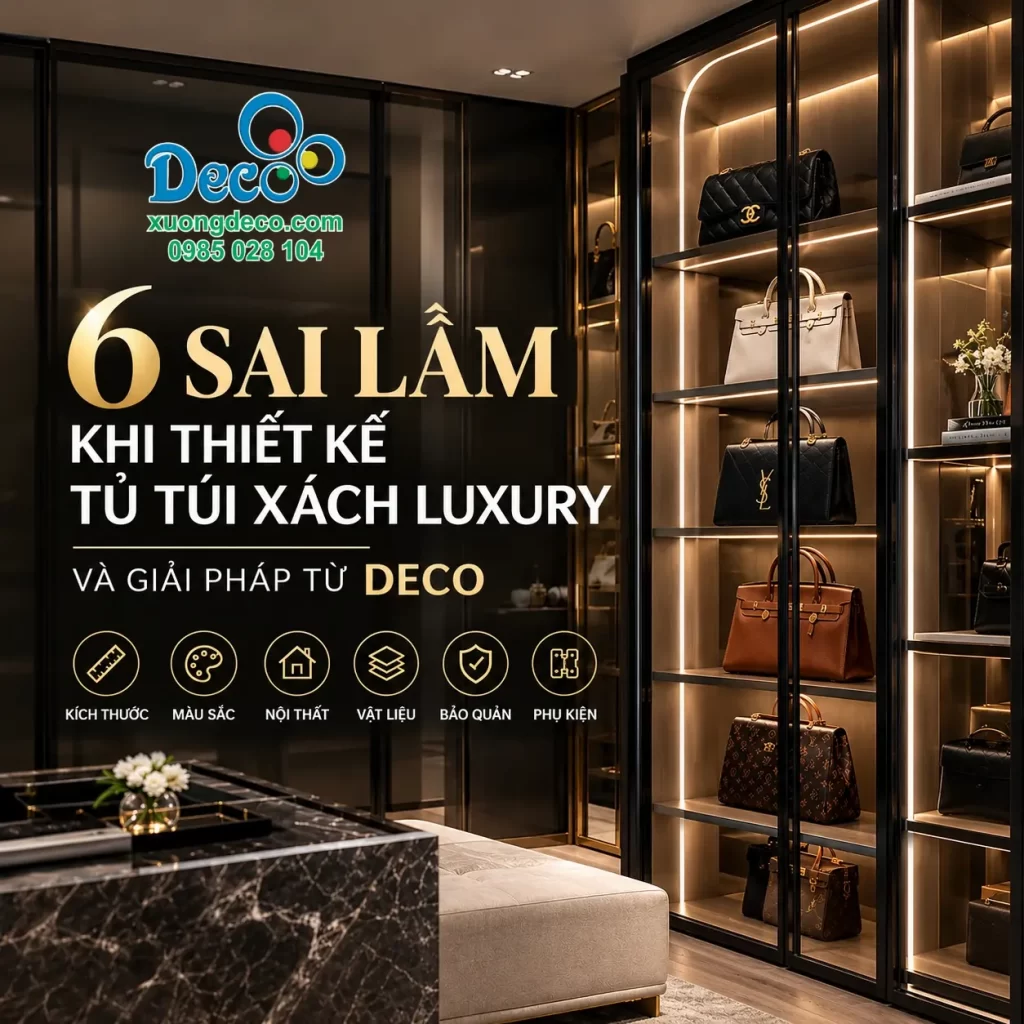 6 sai lầm khi thiết kế tủ túi xách Luxury và giải pháp từ Deco