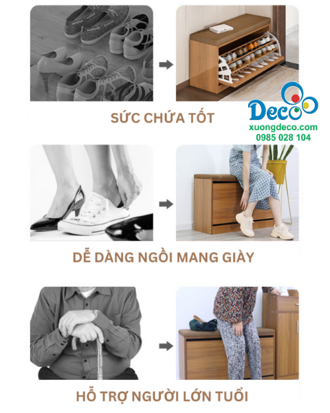 Tủ giày có ghế ngồi mang lại sự tiện lợi khi sử dụng