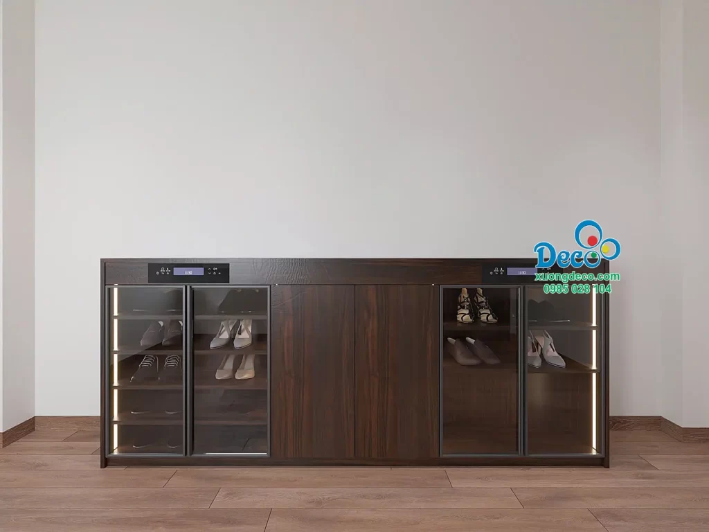 Tủ trưng bày giày hiệu thiết kế hiện đại