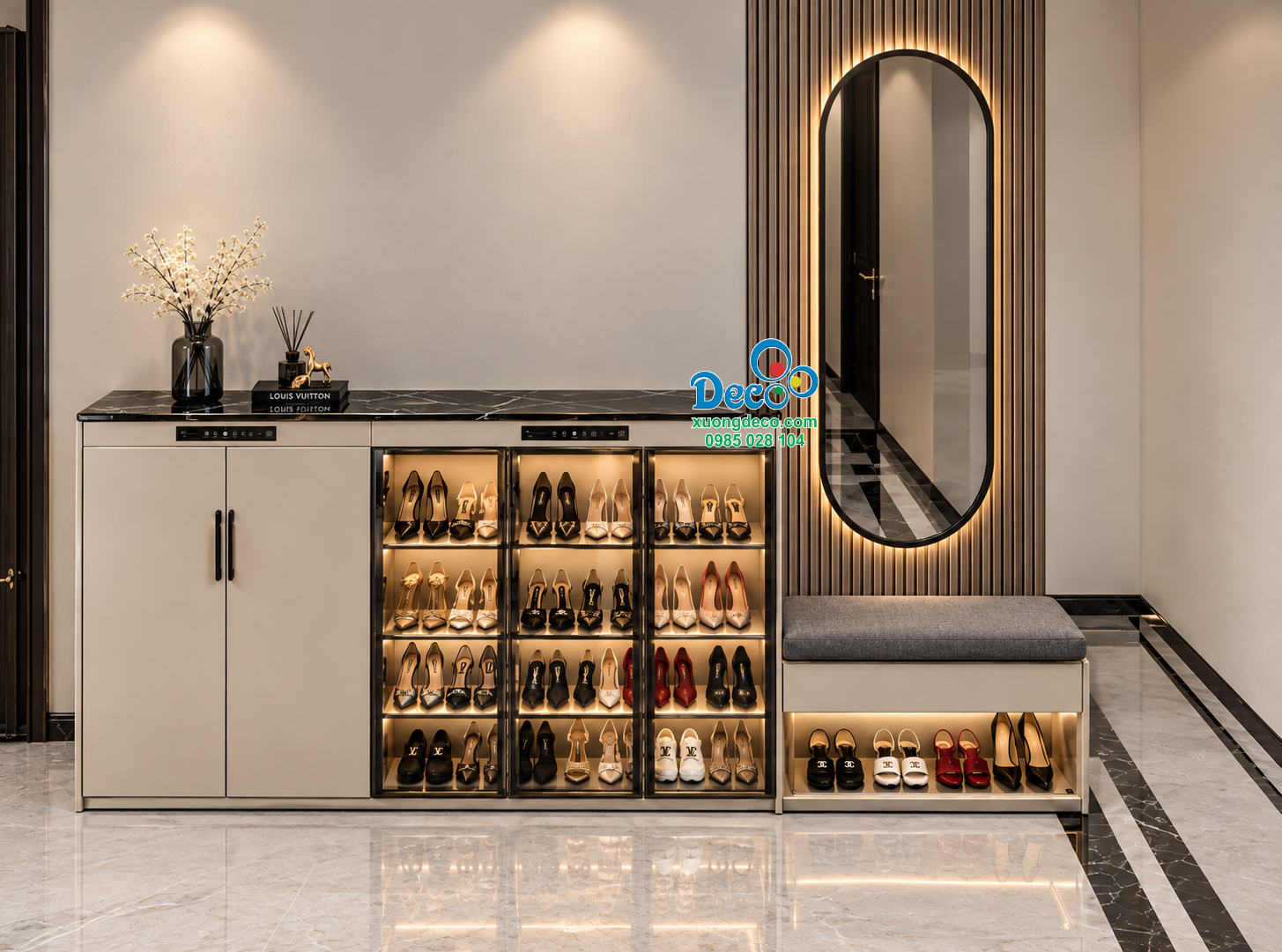 Tủ giày máy sấy cao cấp DMS57 thiết kế theo yêu cầu tại Xưởng Nội Thất Deco