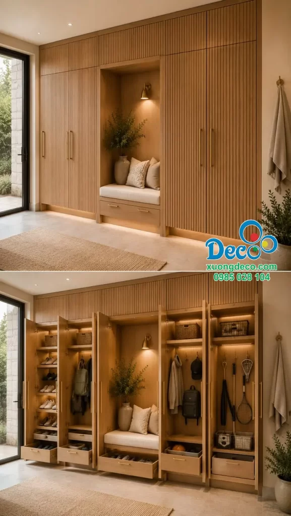 Các ngăn chứa giày dép được phân chia